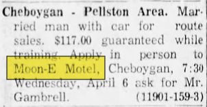 Pine River Motel (Moon-E-Motel) - Apr 1960 Ad